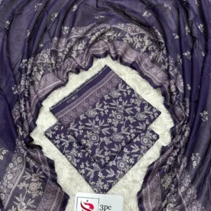3 Piece Printed Purple Color Lawn Unstitched Suit